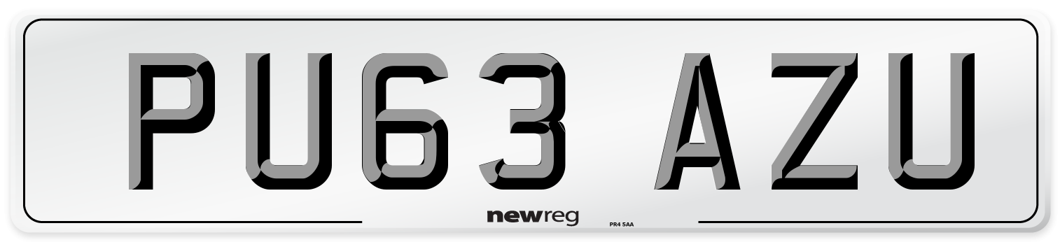 PU63 AZU Number Plate from New Reg